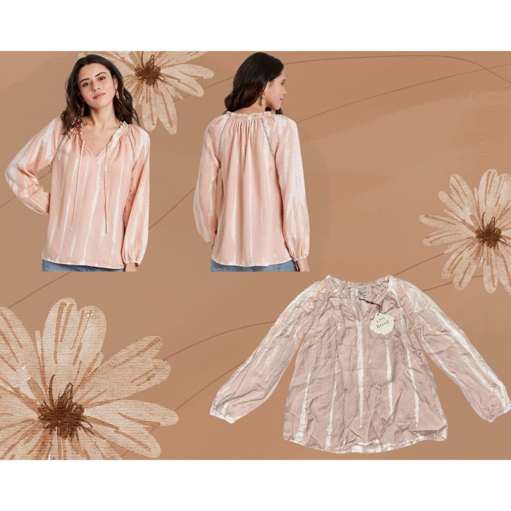 Women XS Tie-Dye Long Sleeve Ruffle Top